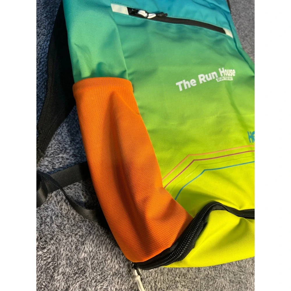 Hoka One One The Run House Drawstring Backpack Teal Green Gradient Gym Bag